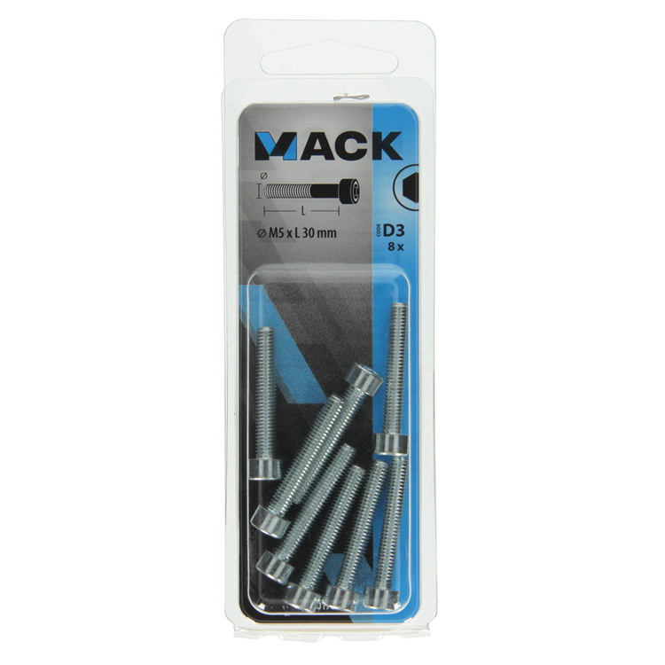 Mack 1017647 - Innensechskantschraube Zyl. Kopf plattiert. 8 Stück m5 x 30 mm | 10 Stück