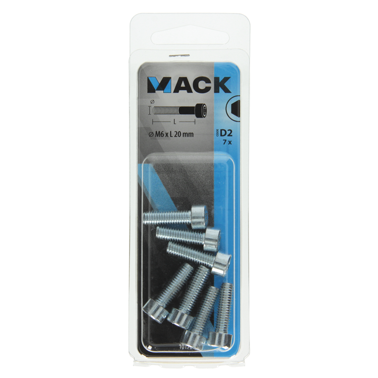 Mack 1017649 - Innensechskantschraube Zyl. Kopf plattiert. 7 Stück m6 x 20 mm | 10 Stück