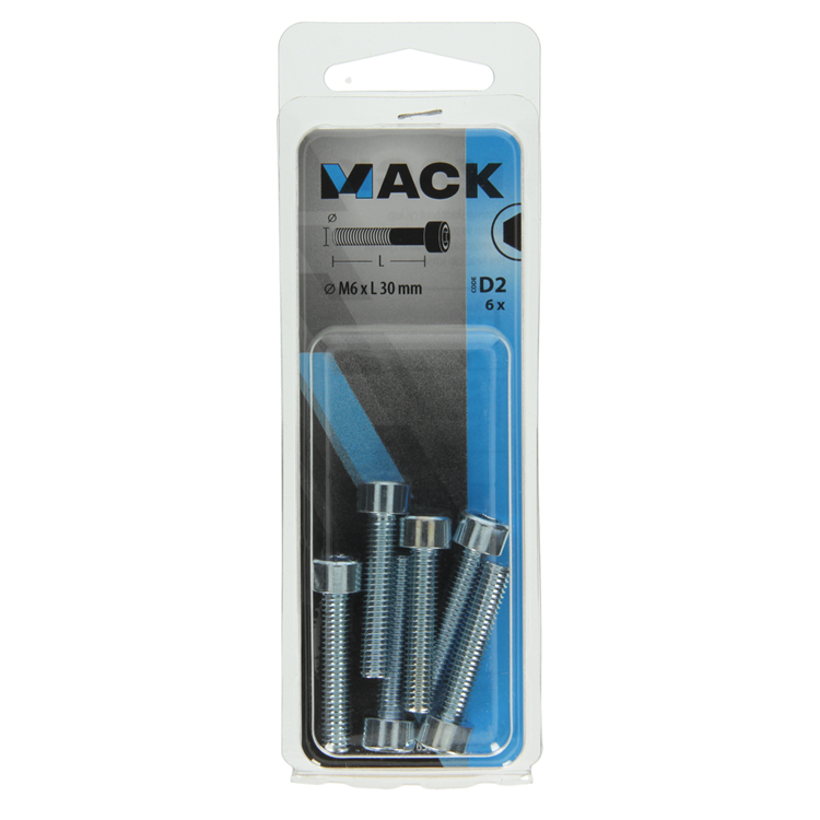 Mack 1017650 - Innensechskantschraube Zyl. Kopf plattiert. 6 Stück m6 x 30 mm | 10 Stück