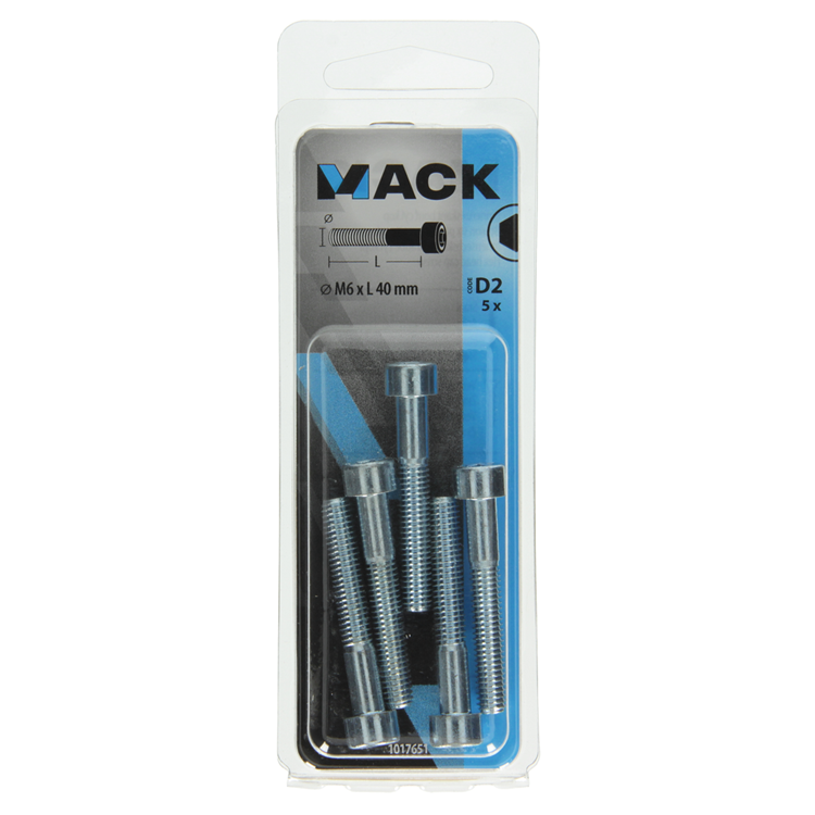 Mack 1017651 - Innensechskantschraube Zyl. Kopf plattiert. 5 Stück m6 x 40 mm | 10 Stück