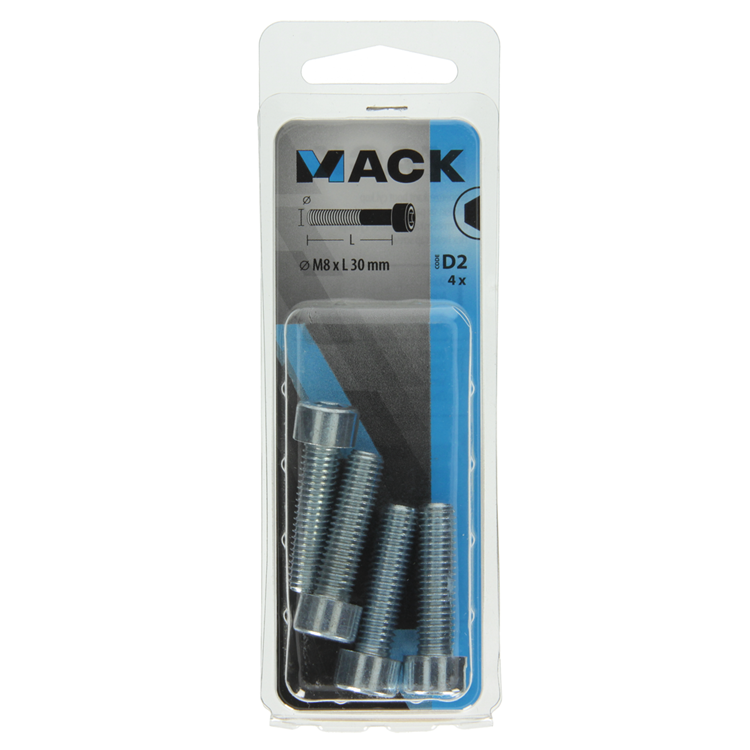 Mack 1017653 - Innensechskantschraube Zyl. Kopf plattiert. 4 Stück m8 x 30 mm | 10 Stück