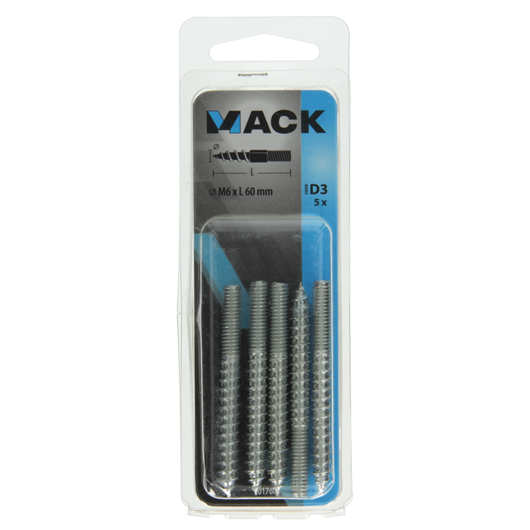 Mack 1017669 – Stockendholz + Meterware. Drahtleitung 5 Stück m6x60 | 10 Stück