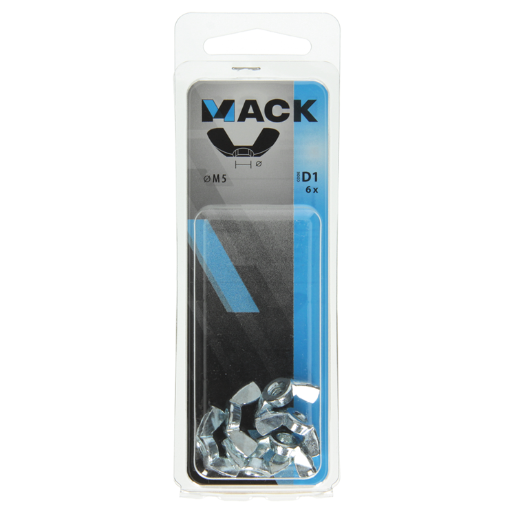 Mack 1017697 - Flügelmutter verzinkter Stahl 6 Stück m5 | 10 Stück
