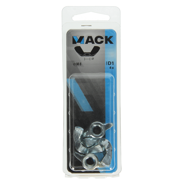 Mack 1017699 – Flügelmutter aus verzinktem Stahl, 4 Stück, M8 | 10 Stück