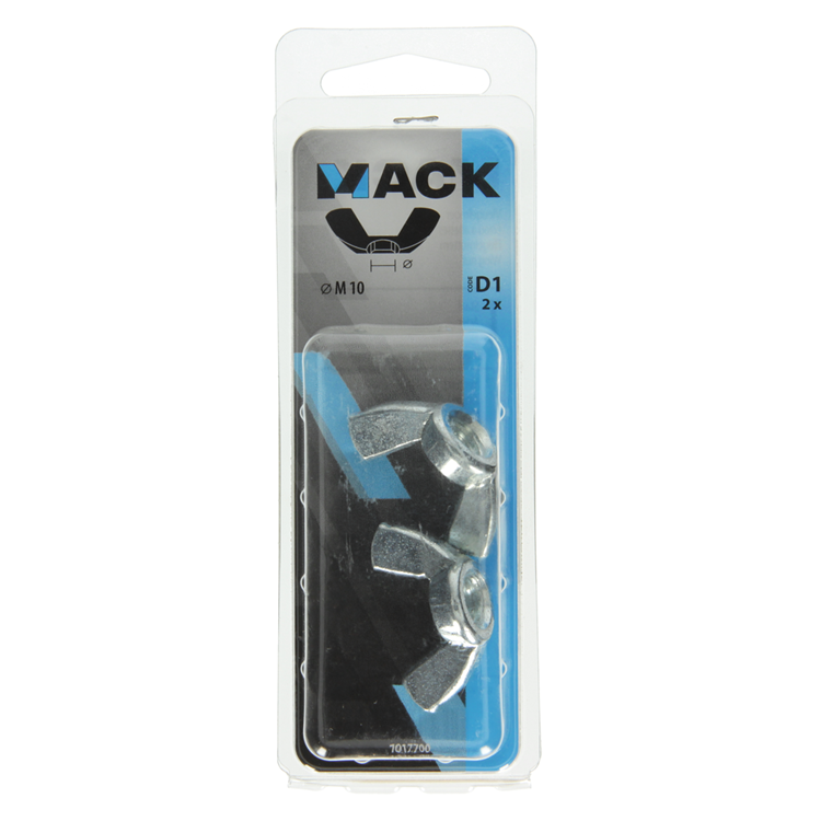Mack 1017700 – Flügelmutter aus verzinktem Stahl, 2 Stück, M10 | 5 Stück