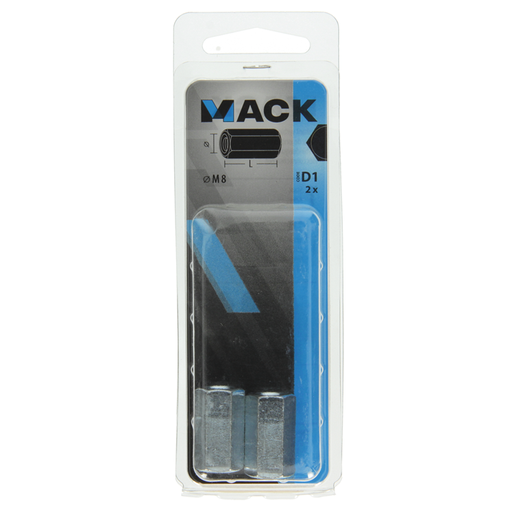 Mack 1017705 - Sechskant-Verbindungsmutter verzinkt 2 Stück M8 | 10 Stück