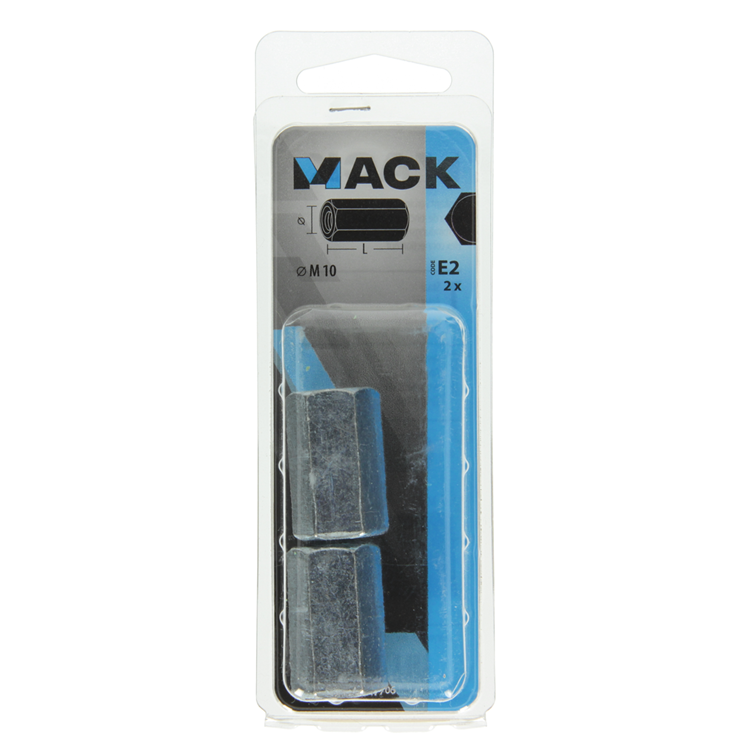 Mack 1017706 - Sechskant-Verbindungsmutter verzinkt 2 Stück M10 | 5 Stück