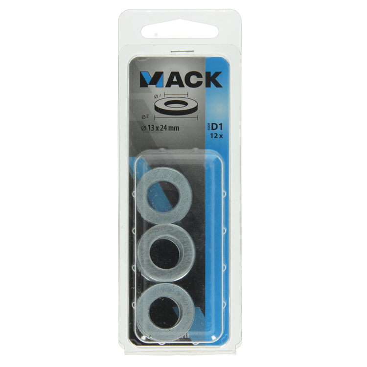 Mack 1017718 - Unterlegscheibe Stahl verzinkt 12 Stück 13 x 24 mm | 10 Stück