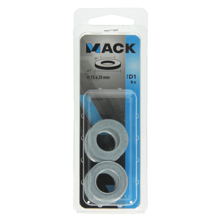 Mack 1017719 - Unterlegscheibe Stahl verzinkt 8 Stück 15 x 28 mm | 10 Stück