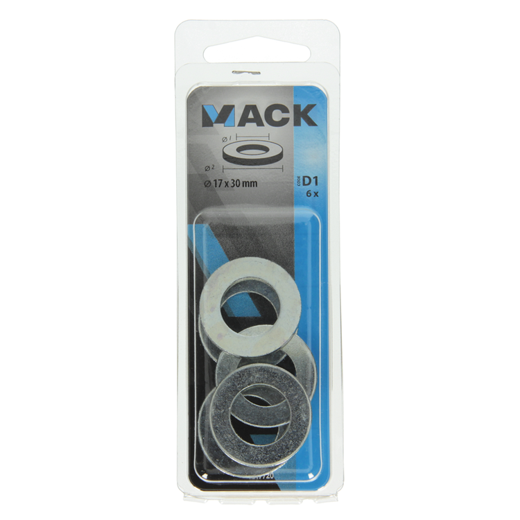 Mack 1017720 - Unterlegscheibe Stahl verzinkt 6 Stück 17 x 30 mm | 10 Stück