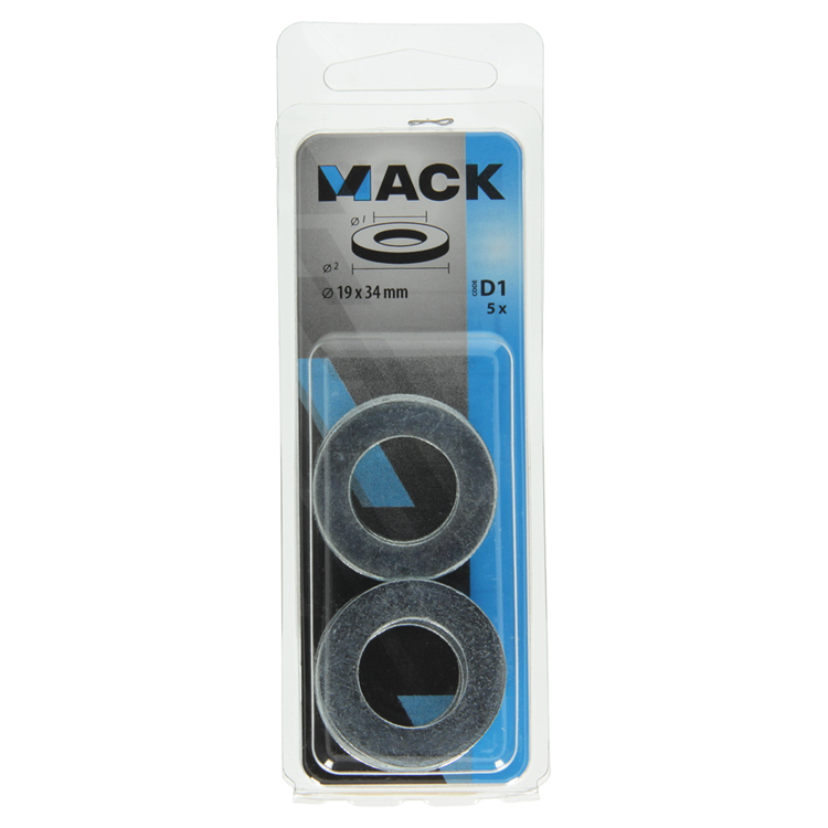 Mack 1017721 - Unterlegscheibe Stahl verzinkt 5 Stück 19 x 34 mm | 10 Stück