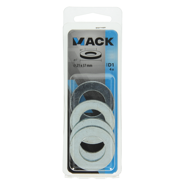 Mack 1017722 - Unterlegscheibe Stahl verzinkt 4 Stück 21 x 37 mm | 10 Stück