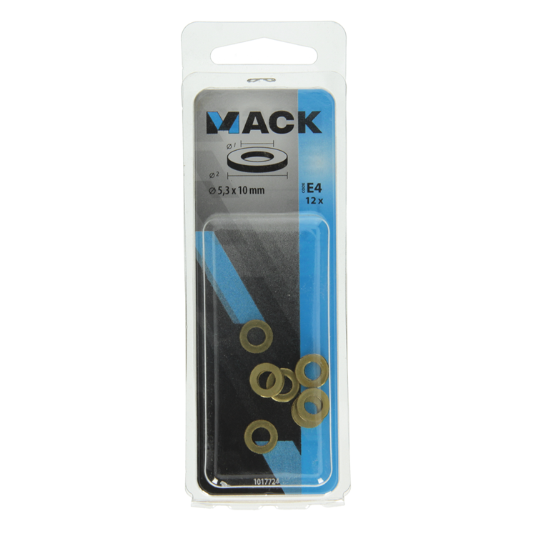 Mack 1017724 - Unterlegscheibe Messing 12 Stück 5,3 x 10 mm | 10 Stück