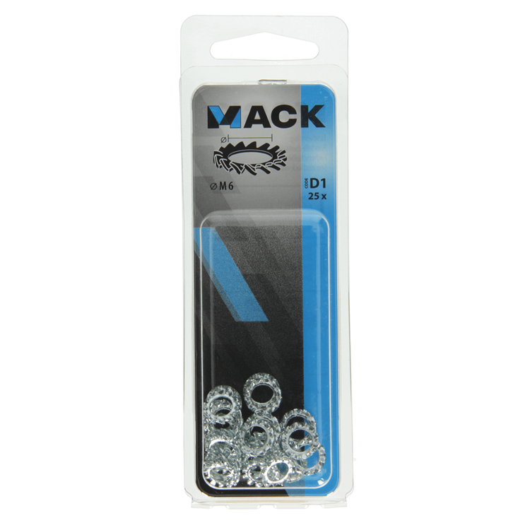 Mack 1017749 - Zahnfederscheibe aus verzinktem Stahl 25 Stück M6 | 10 Stück
