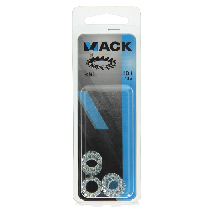 Mack 1017750 - Zahnfederscheibe aus verzinktem Stahl 15 Stück M8 | 10 Stück