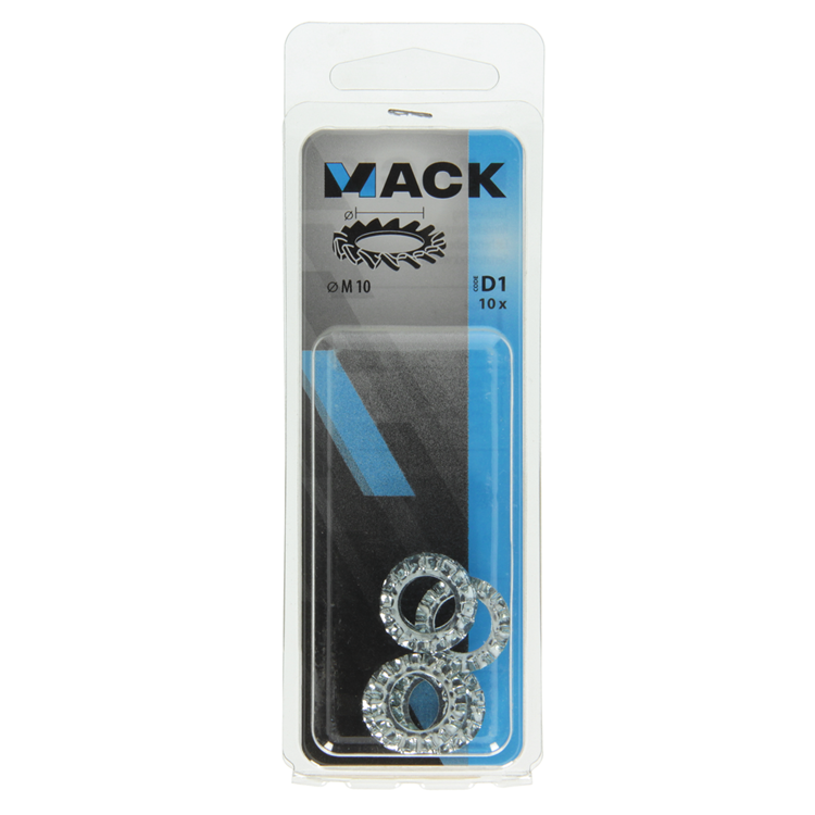 Mack 1017751 - Zahnfederscheibe aus verzinktem Stahl 10 Stück M10 | 10 Stück