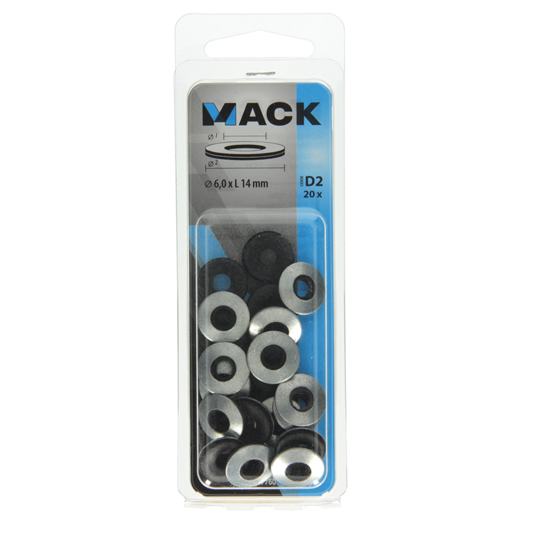 Mack 1017760 - Dichtring Gummi verzinkt 20 Stück 6,0 x 14 mm | 10 Stück