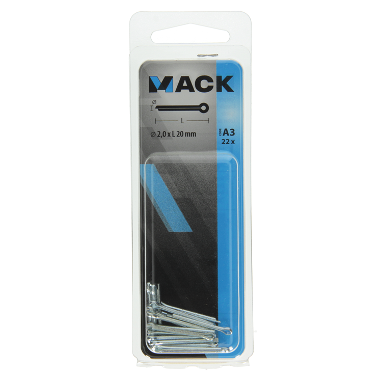Mack 1017762 - Splint verzinkter Stahl 22 Stück 2,0 x 20 mm | 10 Stück