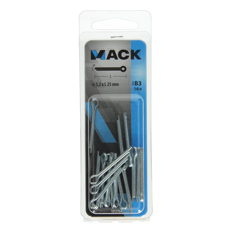 Mack 1017764 - Splint verzinkter Stahl 16 Stück 3,2 x 25 mm | 10 Stück