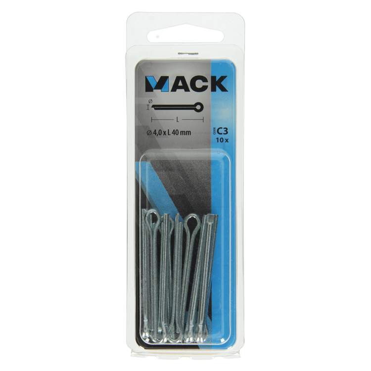 Mack 1017766 - Splint verzinkter Stahl 10 Stück 4,0 x 40 mm | 10 Stück