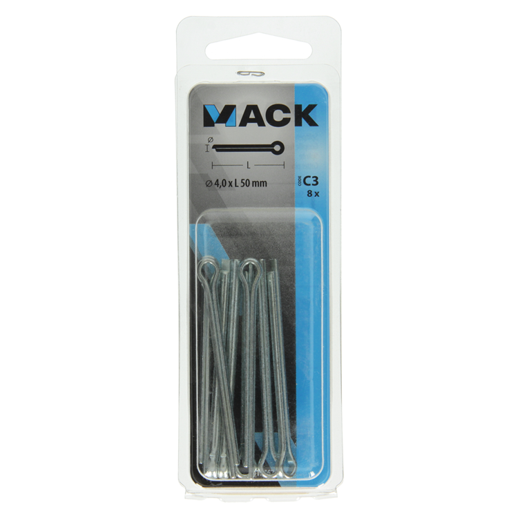 Mack 1017767 - Splint verzinkter Stahl 8 Stück 4,0 x 50 mm | 10 Stück