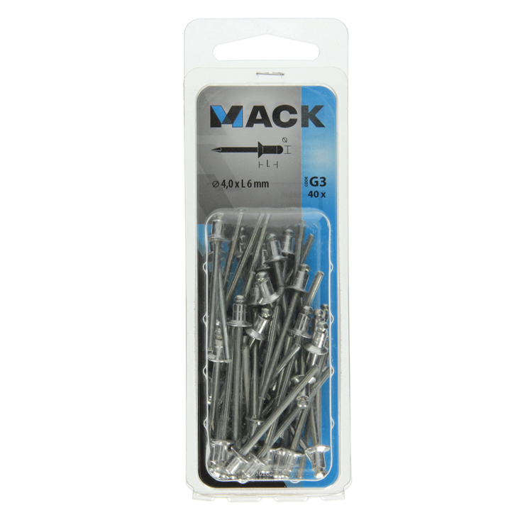 Mack 1020296 - 40 Blindklammern Aluminium 4,0x6mm | 5 Stück