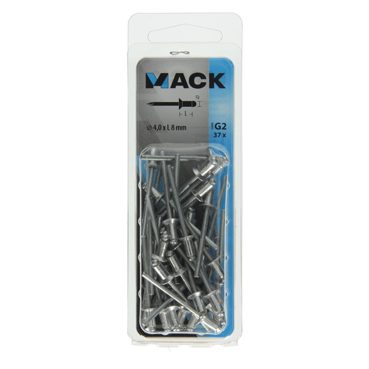 Mack 1020297 - 37 Blindklammern Aluminium 4,0x8mm | 5 Stück