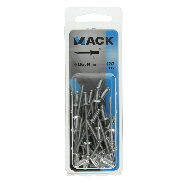 Mack 1020298 - 33 Blindklammern Aluminium 4,0x10mm | 5 Stück