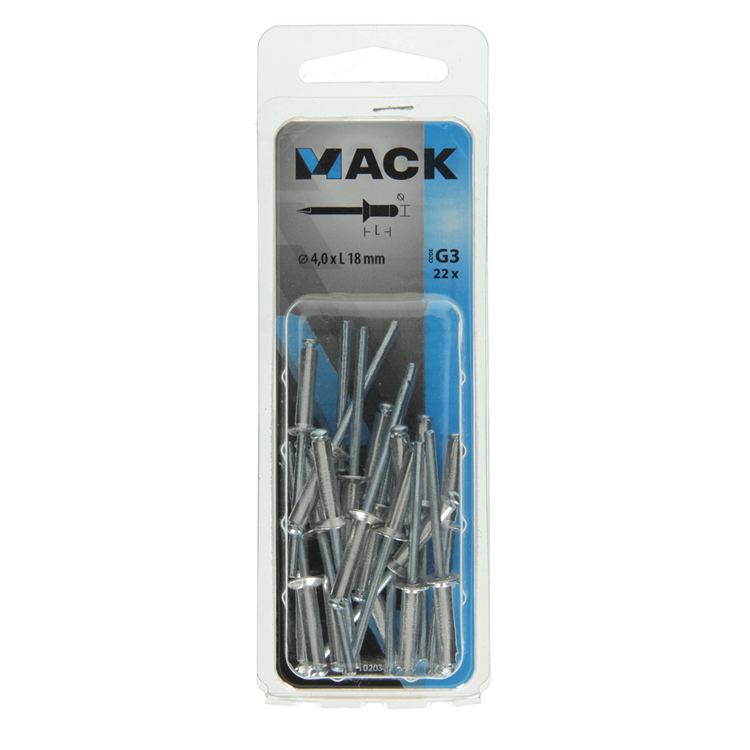 Mack 1020301 - 22 Blindklammern Aluminium 4,0x18mm | 5 Stück