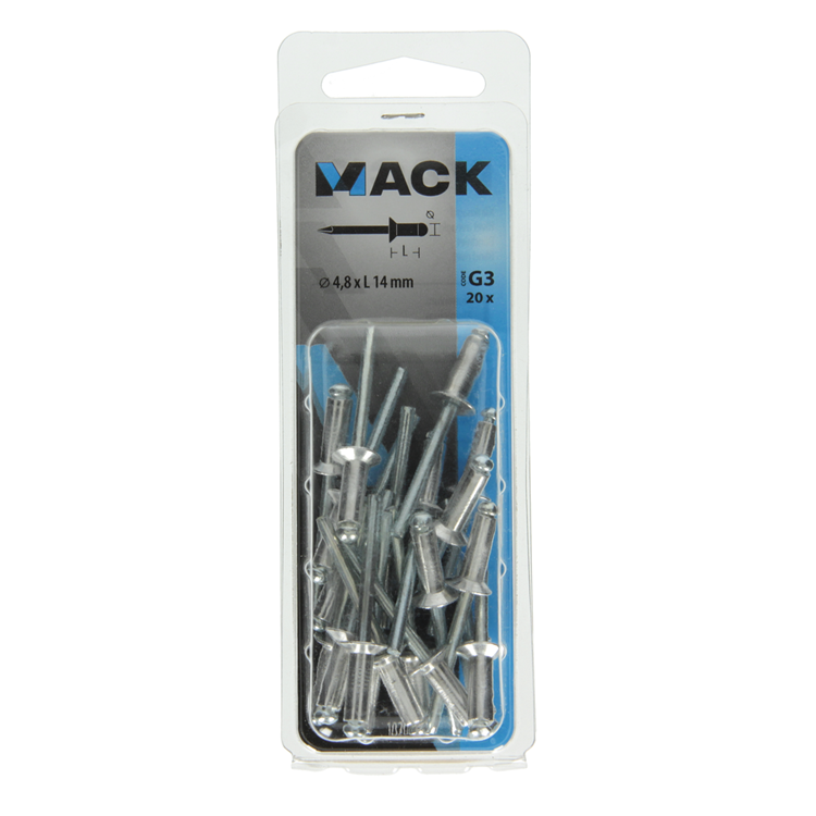 Mack 1020304 - 20 Blindklammern Aluminium 4,8x14mm | 5 Stück