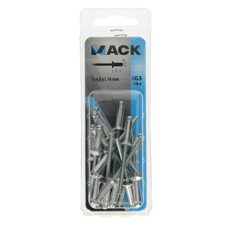 Mack 1020305 - 18 Blindklammern Aluminium 4,8x16mm | 5 Stück