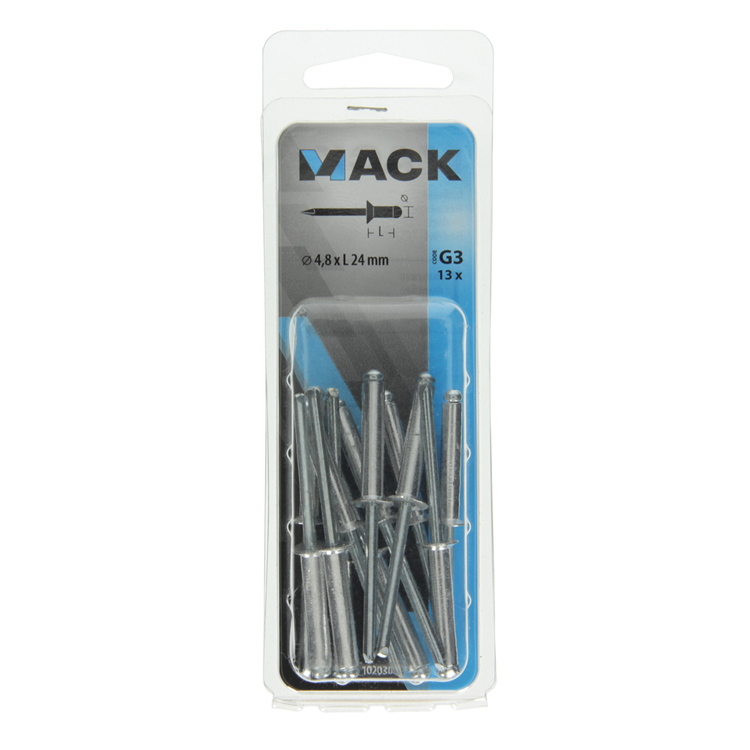 Mack 1020308 - 13 Blindklammern Aluminium 4,8x24mm | 5 Stück