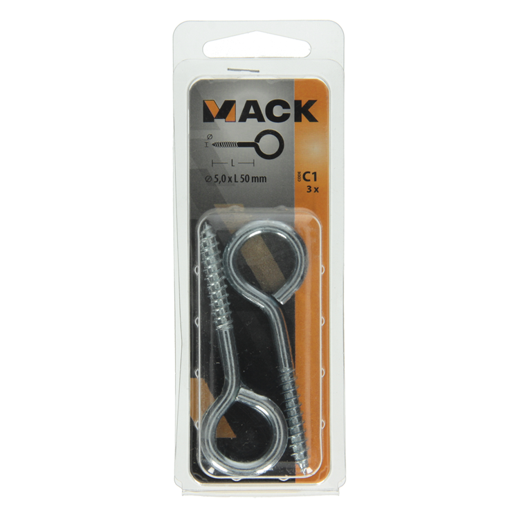 Mack 1017778 - Schrauböse verzinkter Stahl 3 Stück 5,0 x 50 mm | 10 Stück