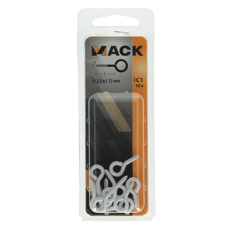 Mack 1017783 - Schrauböse Stahl weiß 10 Stück 2,5 x 12 mm | 10 Stück