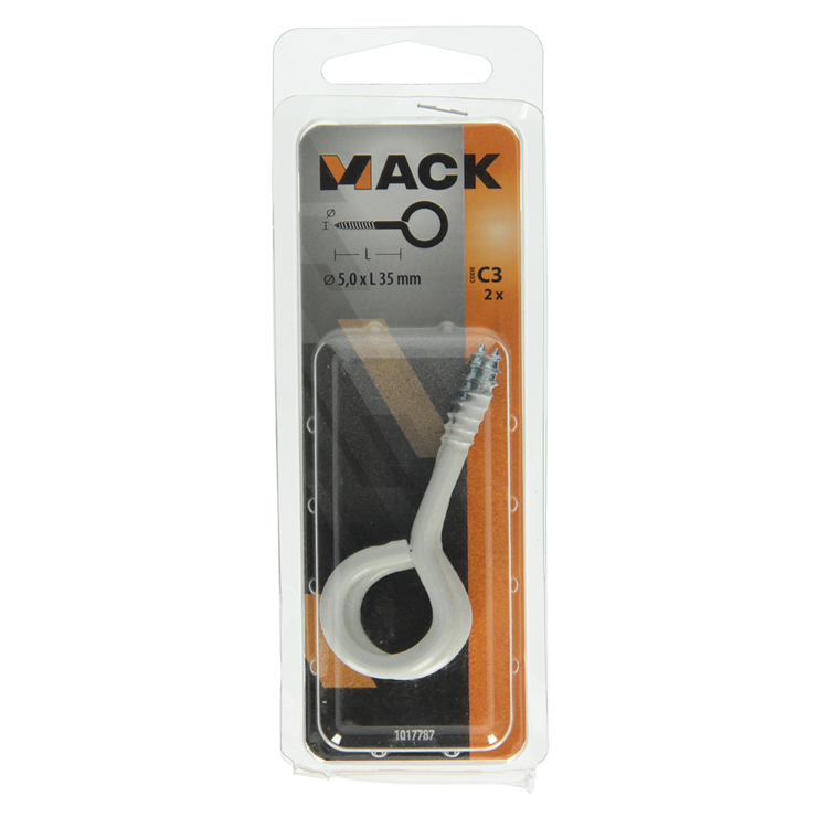 Mack 1017787 - Schrauböse Stahl weiß 2 Stück 5,0 x 35 mm | 10 Stück