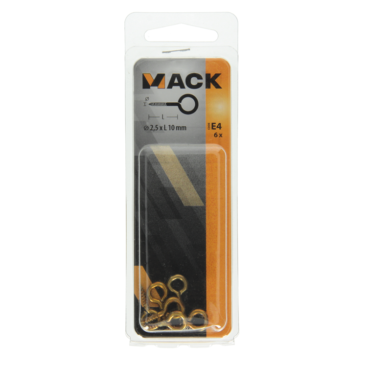 Mack 1019691 - Schraubenauge Messing 6 Stück 2,5 x 10 mm | 10 Stück