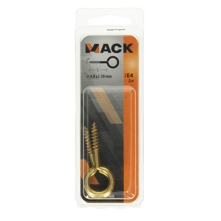 Mack 1019695 - Schrauböse Messing 2 Stück 4,0 x 30 mm | 10 Stück
