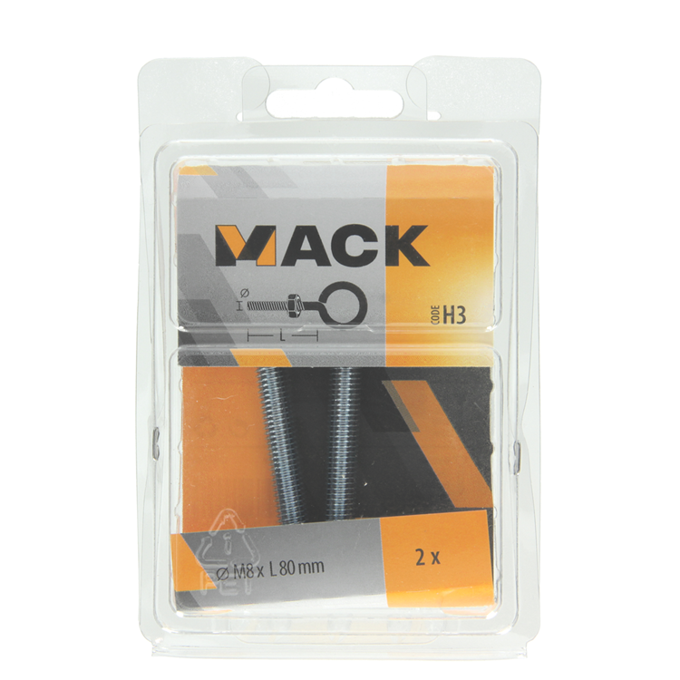 Mack 1017794 – metrische Ösenschraube + Mutter verzinkt 2 Stück M8 x 80 mm | 5 Stück