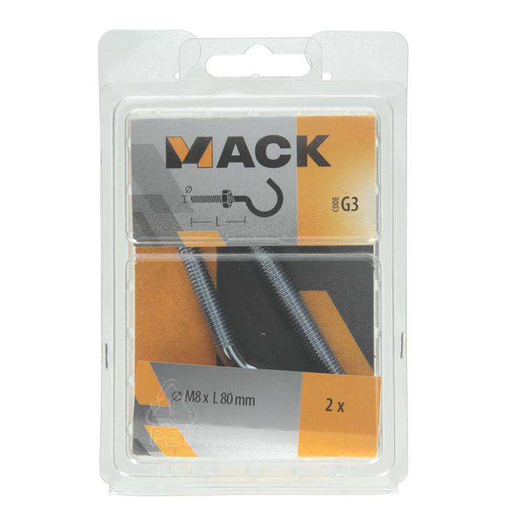 Mack 1017813 – metrischer Schraubhaken + Mutter verzinkt 2 Stück M8 x 80 mm | 5 Stück