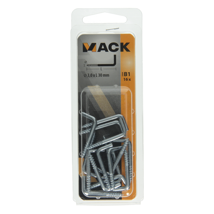 Mack 1017817 - Rändelschraube Stahl verzinkt 16 Stück 3,0 x 30 mm | 10 Stück