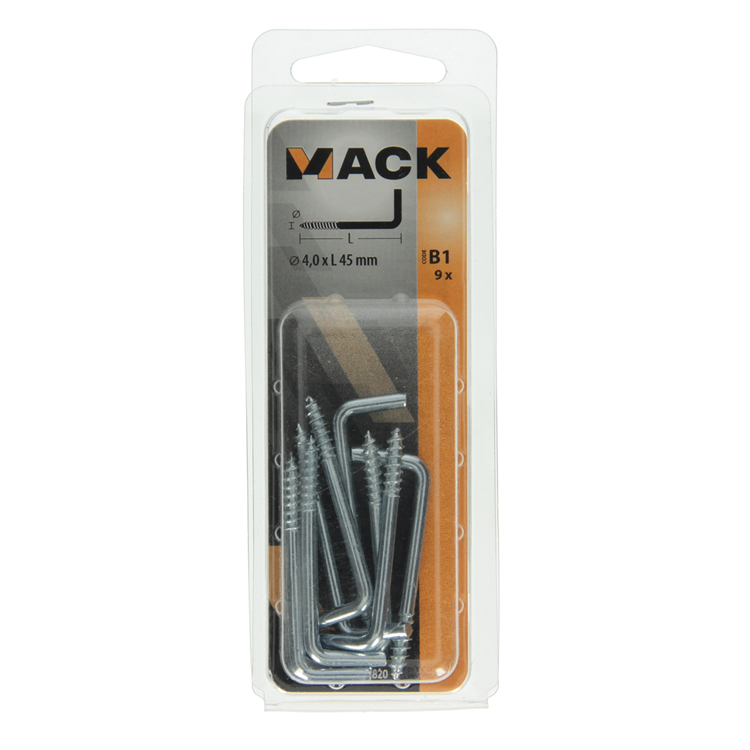 Mack 1017820 - Rändelschraube Stahl verzinkt 9 Stück 4,0 x 45 mm | 10 Stück