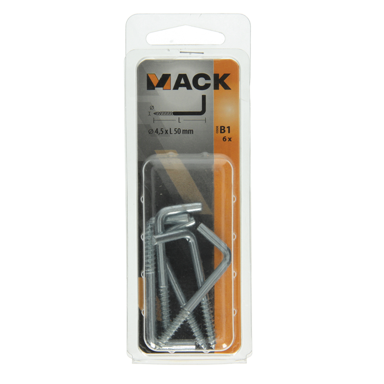 Mack 1017821 - Daumenschraube aus verzinktem Stahl, 6 Stück, 4,5 x 50 mm | 10 Stück