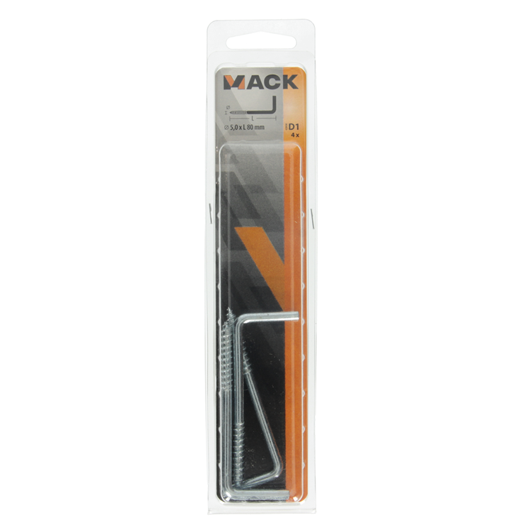 Mack 1017823 – Daumenschraube aus verzinktem Stahl, 4 Stück, 5,0 x 80 mm | 5 Stück