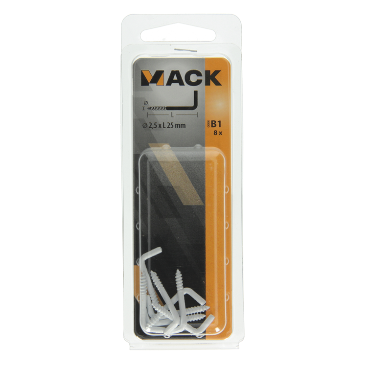 Mack 1017825 - Rändelschraube Stahl weiß 8 Stück 2,5 x 25 mm | 10 Stück