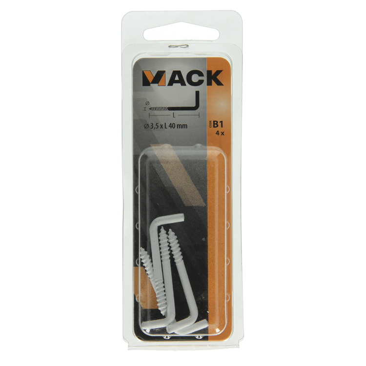 Mack 1017827 - screw thumb steel white 4 pcs 3.5 x 40 mm | 10 Stück