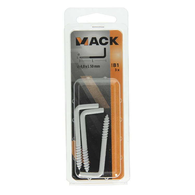 Mack 1017828 - Rändelschraube Stahl weiß 3 Stück 4,0 x 50 mm | 10 Stück
