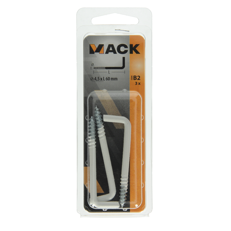 Mack 1017829 - Rändelschraube Stahl weiß 3 Stück 4,5 x 60 mm | 10 Stück