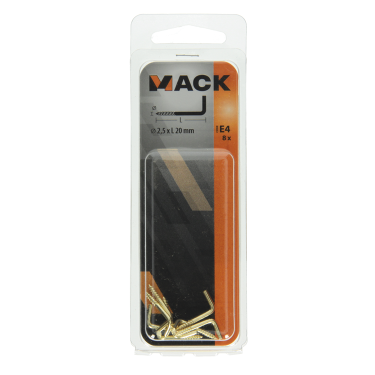 Mack 1019700 - Daumenschraube Messing 8 Stück 2,5 x 20 mm | 10 Stück