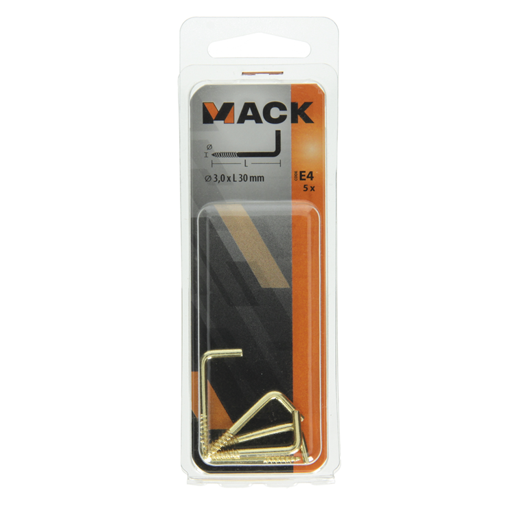 Mack 1019702 - Daumenschraube Messing 5 Stück 3,0 x 30 mm | 10 Stück