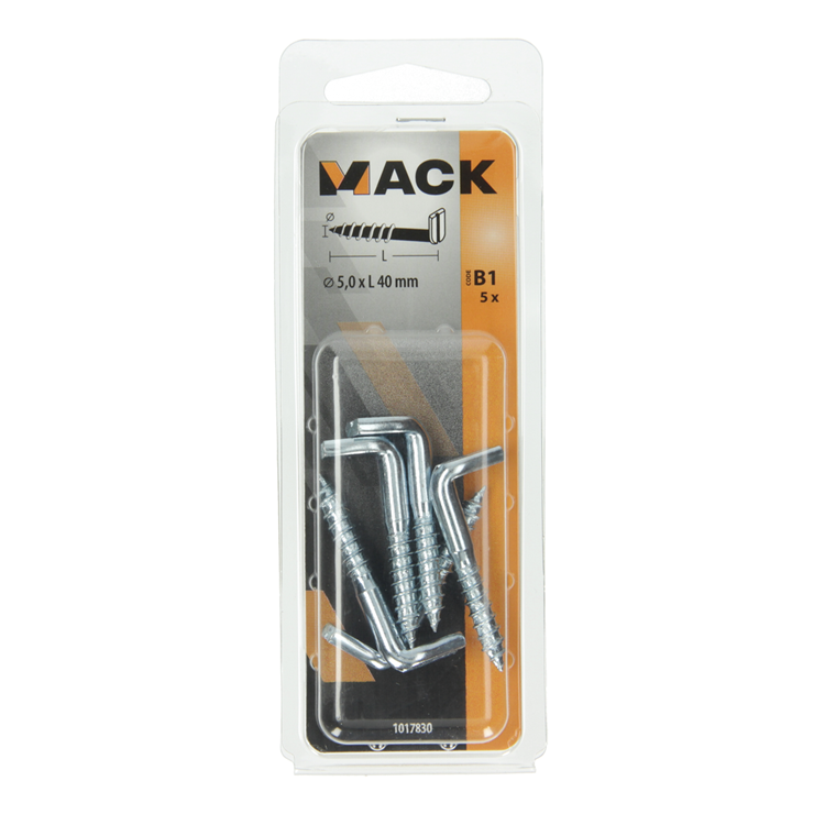 Mack 1017830 – Schraubdaumen mit Schlitz, verzinkter Stahl. 5 Stück 5,0 x 40 mm | 10 Stück